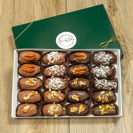 Classic Chocolate Medjool Dates Gift Box – Milk & Dark Chocolate
